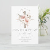 Confirmation Invitation Girl, Modern Floral Cross 招待状 (スタンド正面)