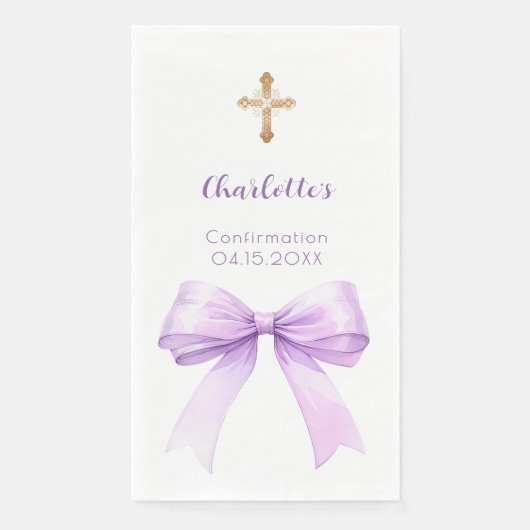 Confirmation lavender bow cross girl (正面)