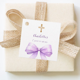 Confirmation lavender bow cross girl DIY フェイバータグ