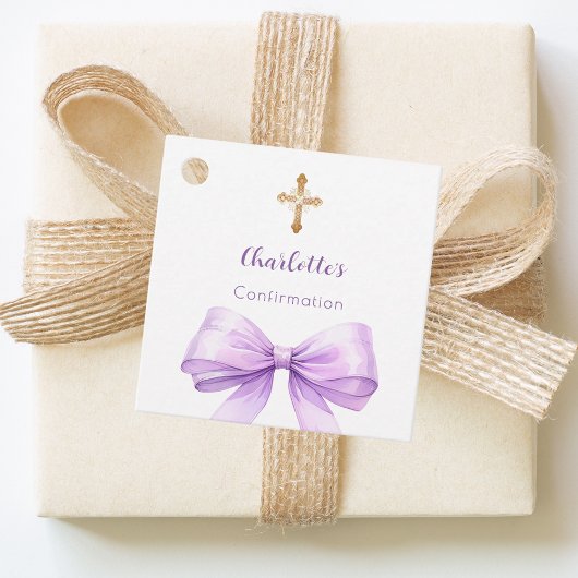 Confirmation lavender bow cross girl DIY フェイバータグ