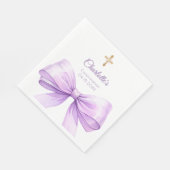 Confirmation lavender bow cross luncheon スタンダードランチョンナプキン (角)