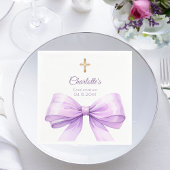Confirmation lavender bow cross luncheon スタンダードランチョンナプキン