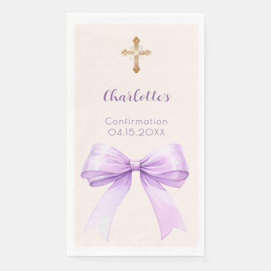 Confirmation lavender bow ivory cross girl (正面)