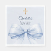 Confirmation light blue bow cross girl luncheon スタンダードランチョンナプキン (正面)