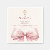 Confirmation pink bow cream cross girl スタンダードカクテルナプキン (正面)