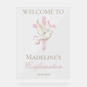 Confirmation pink cross アクリルサイン (正面)