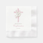 Confirmation pink cross 縁ありカクテルナプキン (正面)