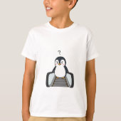 Confused Cute Penguin Standing on Escalator Tシャツ (正面)