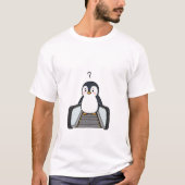 Confused Cute Penguin Standing on Escalator Tシャツ (正面)