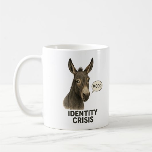 Confused Donkey Mug – “Moo” コーヒーマグカップ (左)