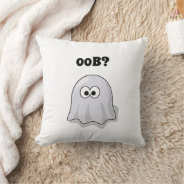 Confused Ghost Says "Oob?" Funny Halloween Cartoon クッション