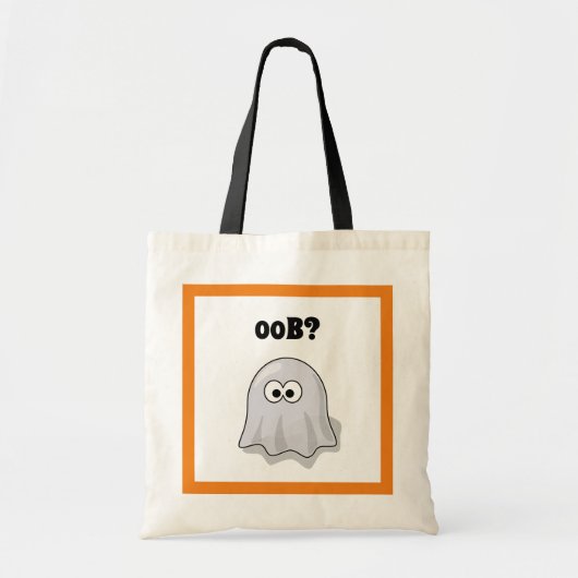 Confused Ghost Says "Oob?" Funny Halloween Cartoon トートバッグ (正面)