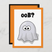 Confused Ghost Says "Oob?" Funny Halloween Cartoon ポストカード (正面/裏面)