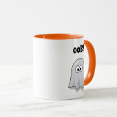 Confused Ghost Says "Oob?" Funny Halloween Cartoon マグカップ (正面右)