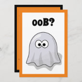 Confused Ghost Says "Oob?" Funny Halloween Cartoon 招待状 (正面/裏面)