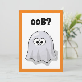 Confused Ghost Says "Oob?" Funny Halloween Cartoon 招待状