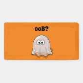 Confused Ghost Says "Oob?" Funny Halloween Cartoon 横断幕 (横)