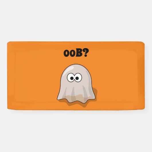 Confused Ghost Says "Oob?" Funny Halloween Cartoon 横断幕 (横)