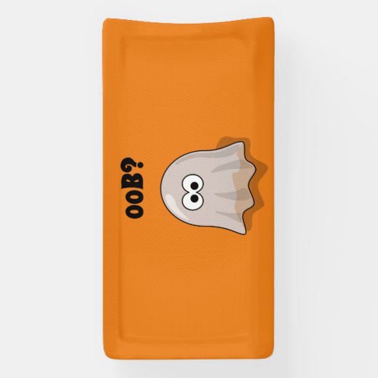 Confused Ghost Says "Oob?" Funny Halloween Cartoon 横断幕 (縦)