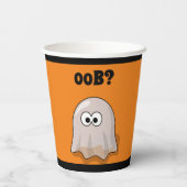 Confused Ghost Says "Oob?" Funny Halloween Cartoon 紙コップ (裏面)