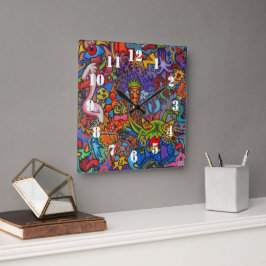 Confusion By Squid Fear City スクエア壁時計