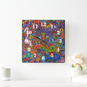 Confusion By Squid Fear City スクエア壁時計 (ホーム)