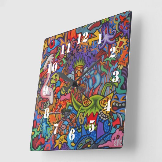 Confusion By Squid Fear City スクエア壁時計 (傾斜)