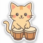 Conga Cat Percussion Beat シール (正面)