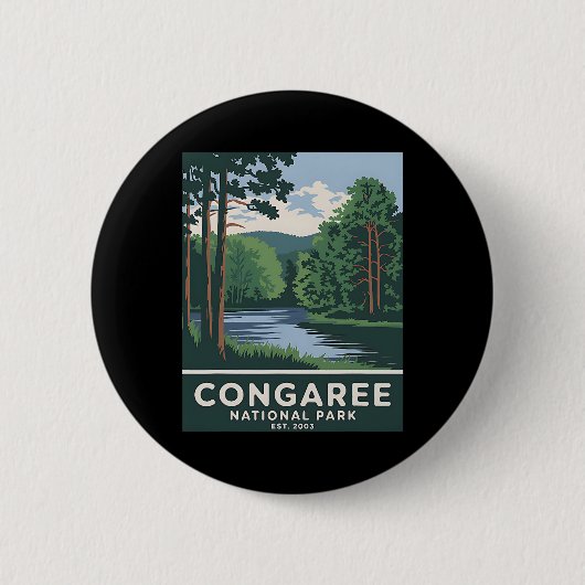 Congaree国立公園 ビンテージ キャンプ ハイキング メンズ 缶バッジ (正面)