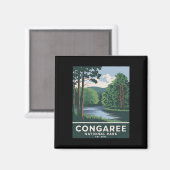 Congaree国立公園 ヴィンテージ キャンプ ハイキング メンズ マグネット (正面/裏面)