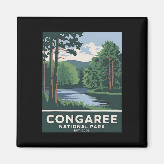 Congaree国立公園 ヴィンテージ キャンプ ハイキング メンズ マグネット (正面)
