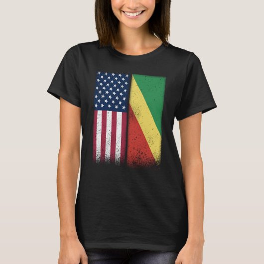 Congo Congolese American Flags Proud USA Congo Tシャツ (正面)