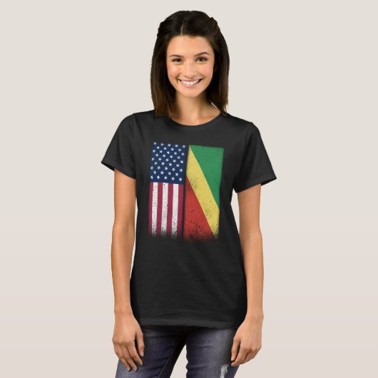 Congo Congolese American Flags Proud USA Congo Tシャツ (正面フル)