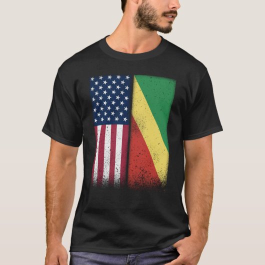 Congo Congolese American Flags Proud USA Congo Tシャツ (正面)