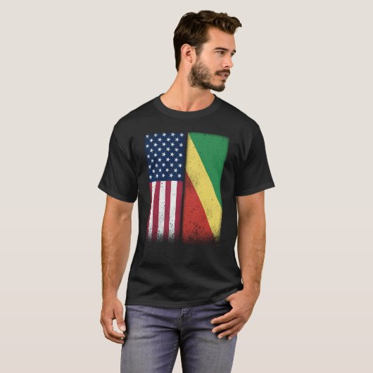 Congo Congolese American Flags Proud USA Congo Tシャツ (正面フル)