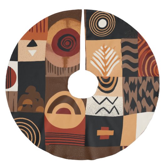 Congolese motifs background grid ブラッシュドポリエステルツリースカート (正面)