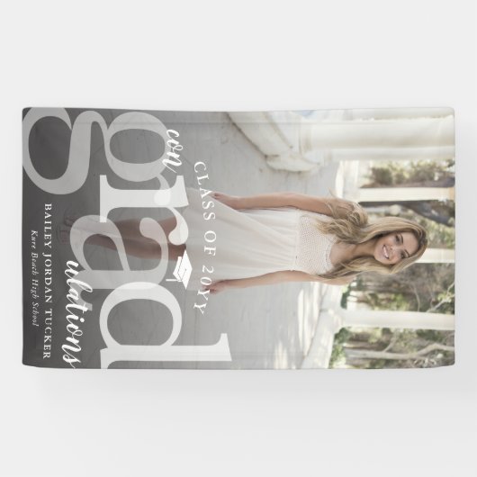 ConGRADrationsはっきりした写真卒業 横断幕 (横)