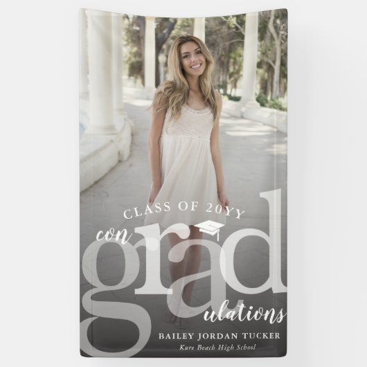 ConGRADrationsはっきりした写真卒業 横断幕 (縦)