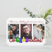 ConGRADrulations 3カラフル写真卒業カード 招待状 (スタンド正面)