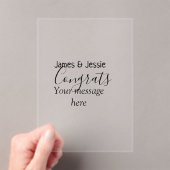 Congrats add name message wedding newly wed couple アクリル招待状 (インサイチュ (ポータブル))