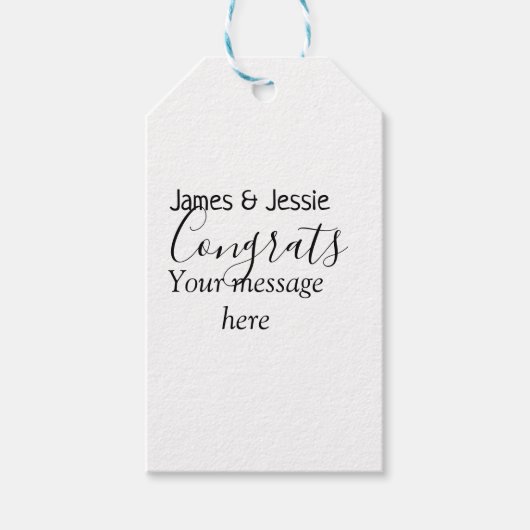 Congrats add name message wedding newly wed couple ギフトタグ (正面)