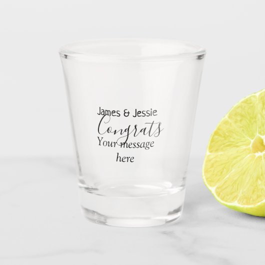 Congrats add name message wedding newly wed couple ショットグラス (正面)