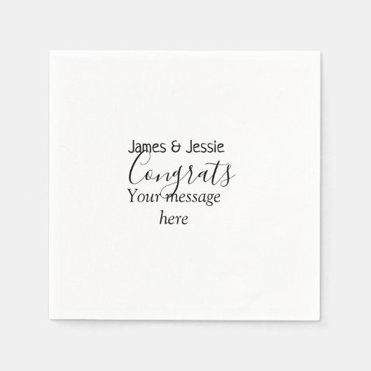 Congrats add name message wedding newly wed couple スタンダードカクテルナプキン (正面)