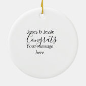 Congrats add name message wedding newly wed couple セラミックオーナメント (裏面)