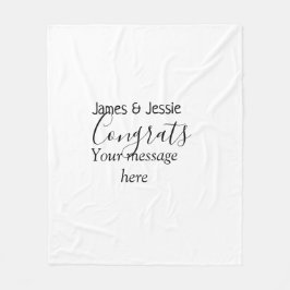 Congrats add name message wedding newly wed couple フリースブランケット