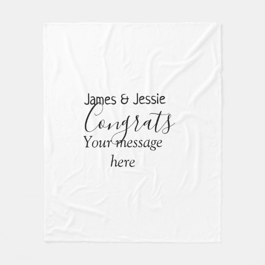 Congrats add name message wedding newly wed couple フリースブランケット (正面)