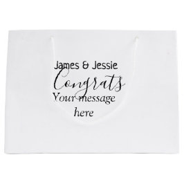 Congrats add name message wedding newly wed couple ラージペーパーバッグ