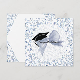 Congrats  floral Couquette Graduation card in blue カード