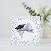 Congrats  floral Couquette Graduation card in blue カード (スタンド正面)