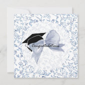 Congrats  floral Couquette Graduation card in blue カード (正面)